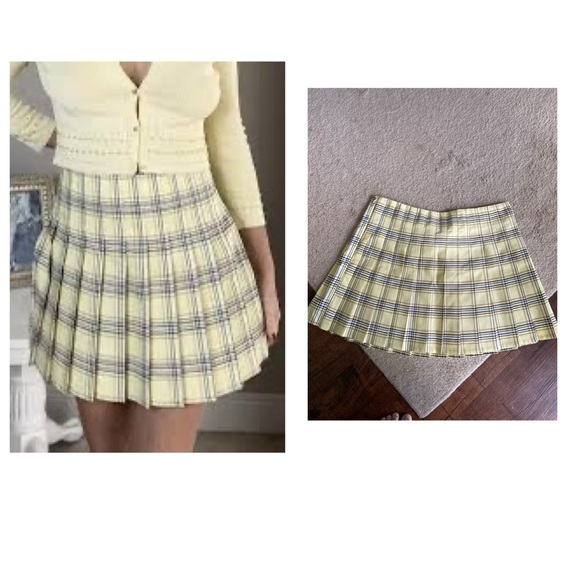No Bounderies  juniors plaid pleated side zip short skirt Sz XXL yellow/black - Picture 1 of 6